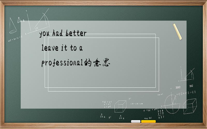 you had better leave it to a professional的意思