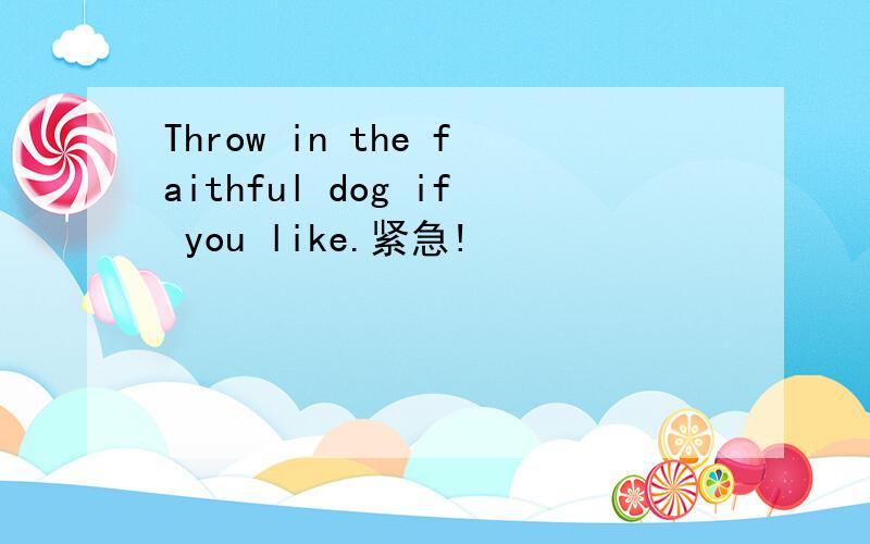 Throw in the faithful dog if you like.紧急!