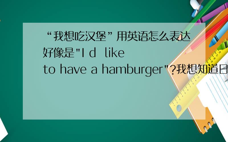“我想吃汉堡”用英语怎么表达好像是