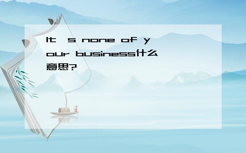 It's none of your business什么意思?