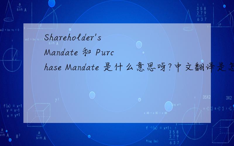 Shareholder's Mandate 和 Purchase Mandate 是什么意思呀?中文翻译是怎样的?那么the Share Purchase Mandate 是什么意思呢？